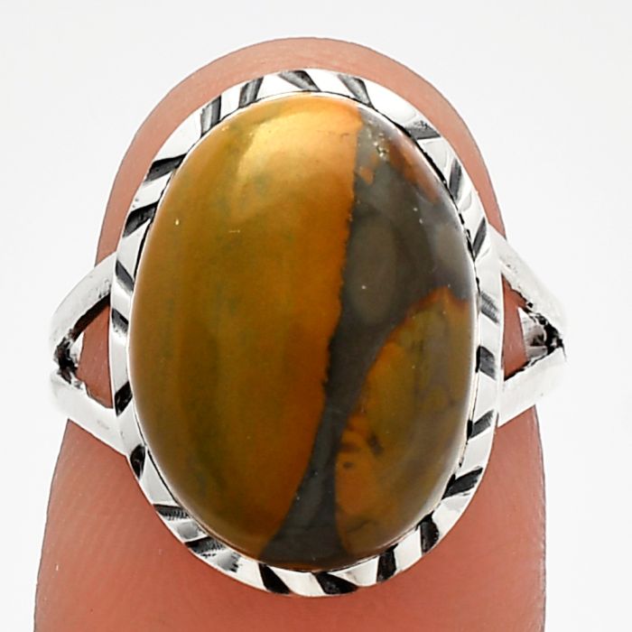 Bamboo Jasper Ring size-6 SDR227920 R-1074, 11x16 mm