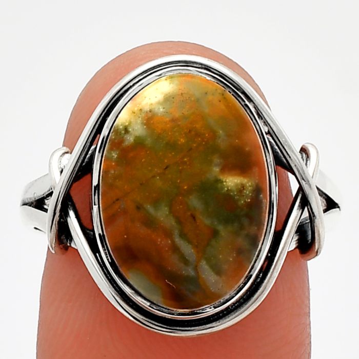 Rhyolite - Rainforest Jasper Ring size-9 SDR228030 R-1074, 11x15 mm