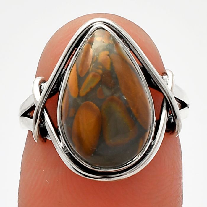 Bamboo Jasper Ring size-6 SDR228088 R-1054, 9x15 mm