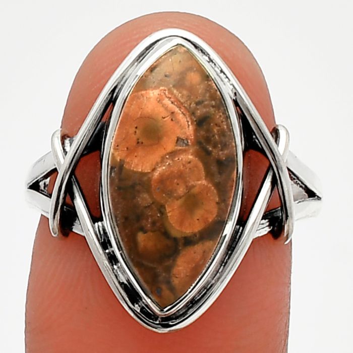 Poppy Jasper Ring size-8 SDR228090 R-1054, 9x17 mm