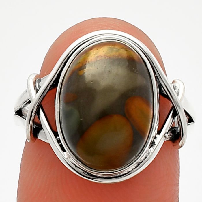 Bamboo Jasper Ring size-8 SDR228145 R-1054, 10x14 mm