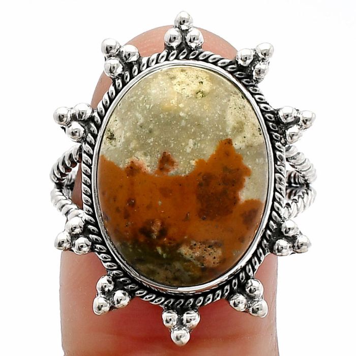 Rocky Butte Picture Jasper Ring size-9 SDR228568 R-1234, 13x16 mm