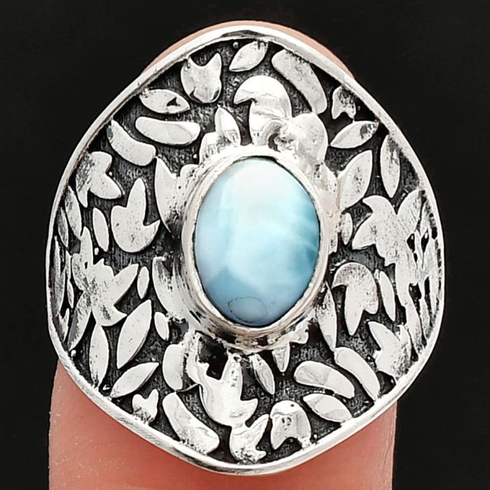 Larimar (Dominican Republic) Ring size-8.5 SDR228727 R-1370, 6x8 mm