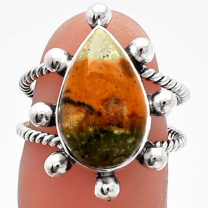 Rhyolite - Rainforest Jasper Ring size-7 SDR228986 R-1268, 10x16 mm