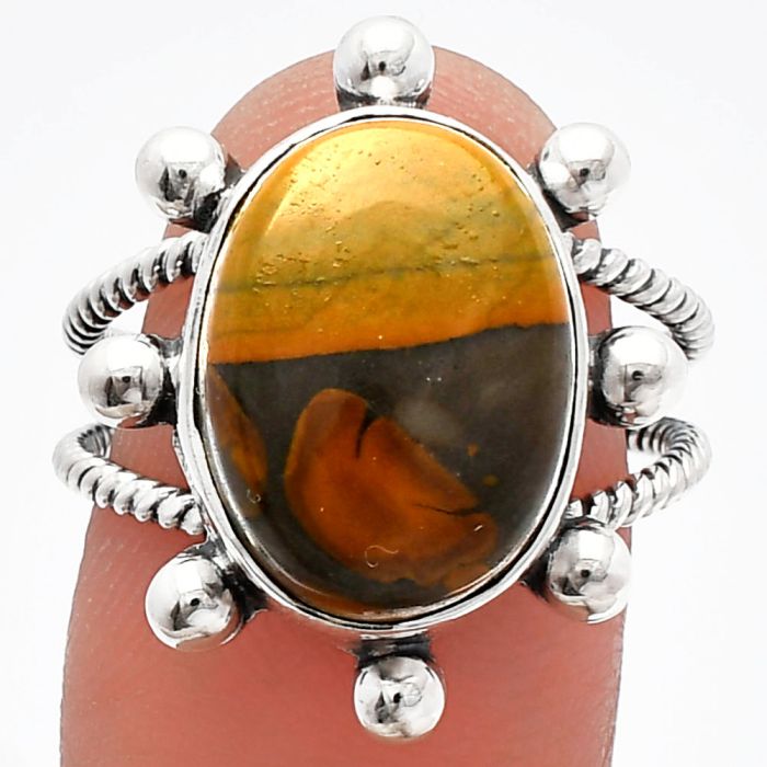 Bamboo Jasper Ring size-8 SDR229002 R-1268, 11x15 mm