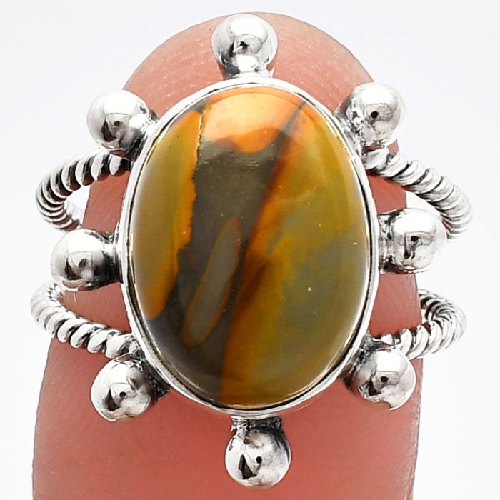 Bamboo Jasper Ring size-7 SDR229040 R-1268, 11x14 mm