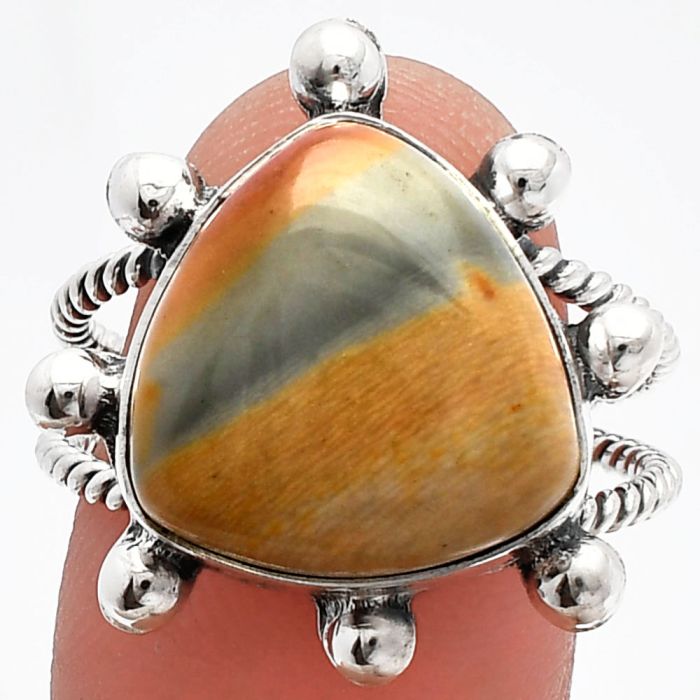 Polygram Jasper Ring size-9 SDR229085 R-1268, 15x15 mm