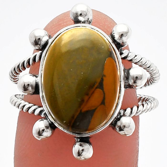 Bamboo Jasper Ring size-8 SDR229122 R-1268, 11x15 mm