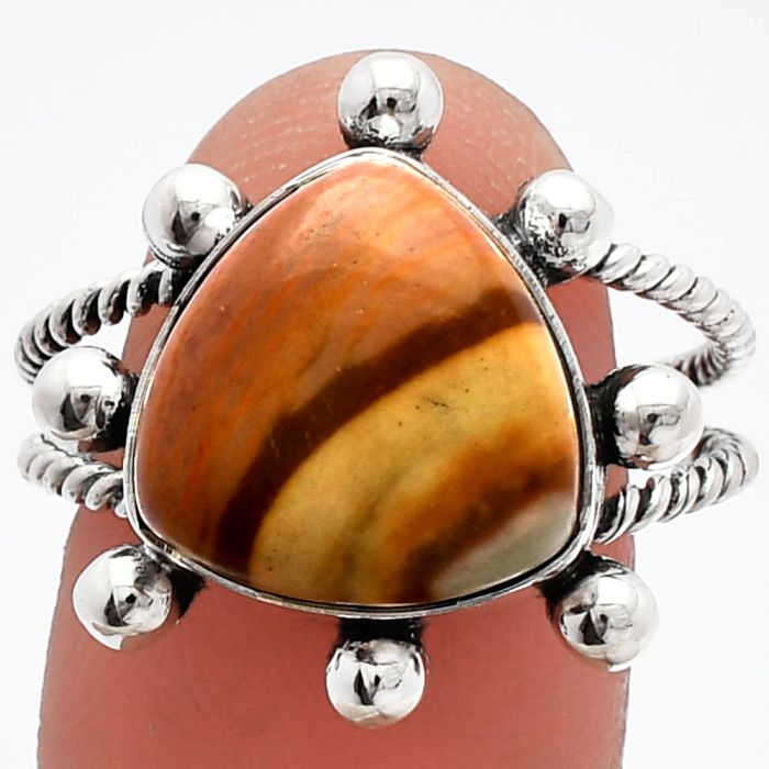 Polygram Jasper Ring size-9.5 SDR229126 R-1268, 13x13 mm