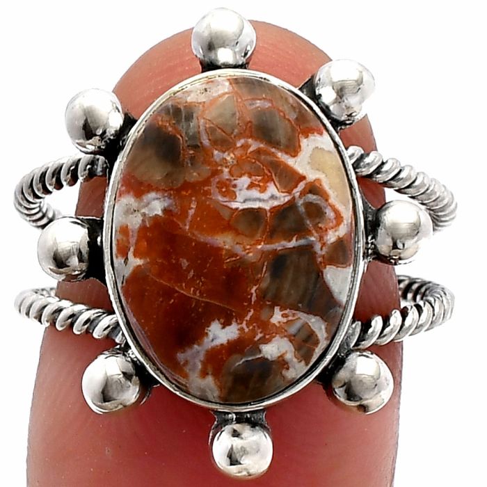 Rosetta Picture Jasper Ring size-8 SDR229156 R-1268, 11x15 mm