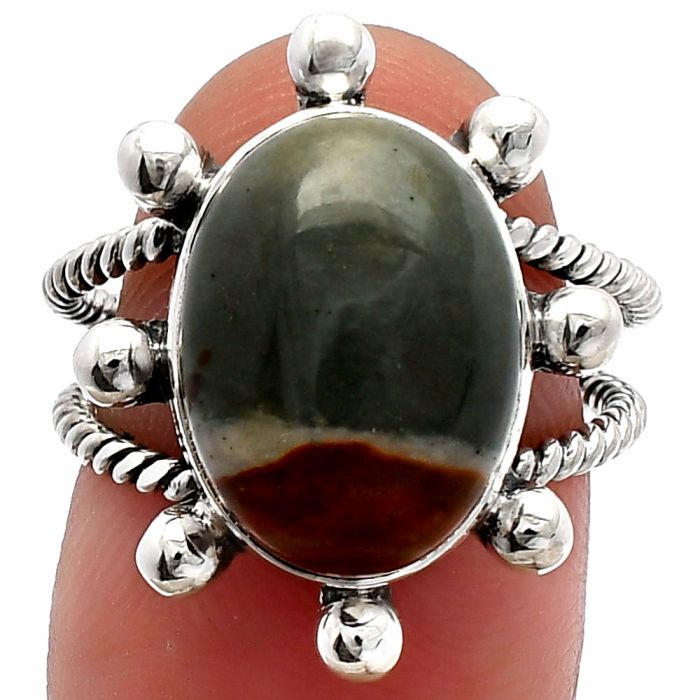 Polygram Jasper Ring size-7 SDR229159 R-1268, 11x15 mm