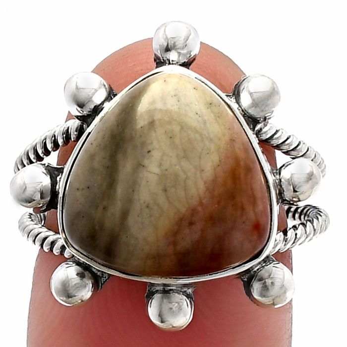 Polygram Jasper Ring size-8 SDR229184 R-1268, 13x13 mm