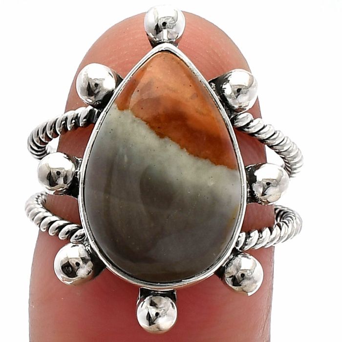 Polygram Jasper Ring size-7 SDR229193 R-1268, 11x16 mm