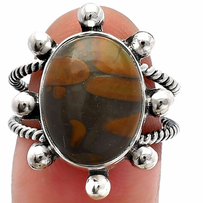 Bamboo Jasper Ring size-7 SDR229198 R-1268, 11x15 mm