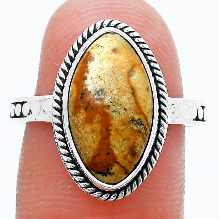 Picture Jasper Ring size-8 SDR229402 R-1066, 9x16 mm