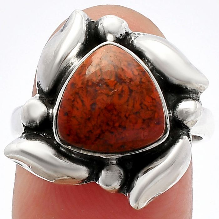 Red Moss Agate Ring size-7 SDR229608 R-1125, 10x10 mm