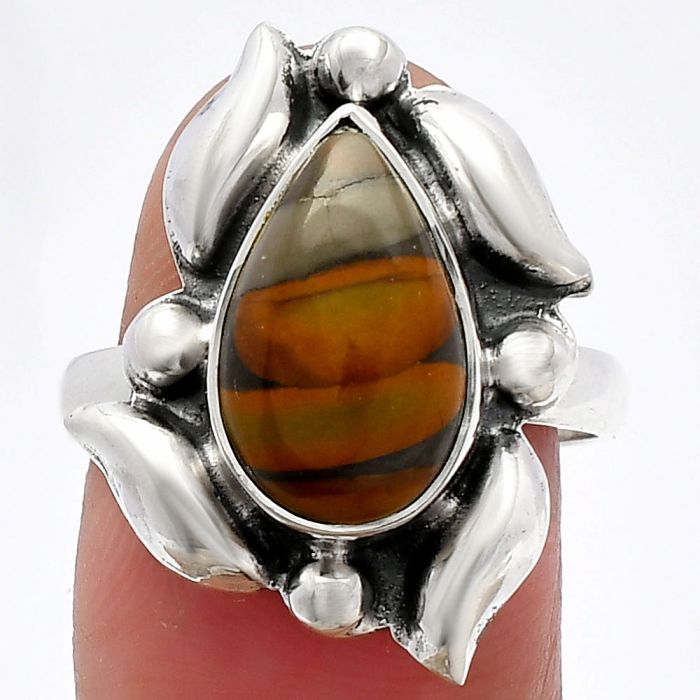 Bamboo Jasper Ring size-8 SDR229619 R-1125, 9x14 mm