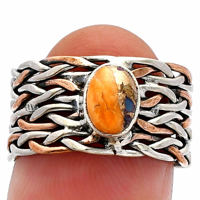 Two Tone - Spiny Oyster Turquoise Ring size-6.5 SDR229960 R-1589, 7x5 mm