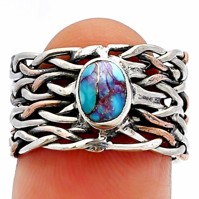 Two Tone - Kingman Purple Dahlia Turquoise Ring size-6.5 SDR229967 R-1589, 7x5 mm