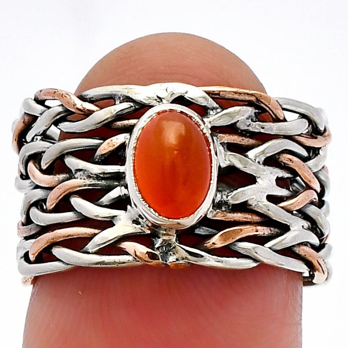 Two Tone - Carnelian Ring size-6.5 SDR229983 R-1589, 7x5 mm