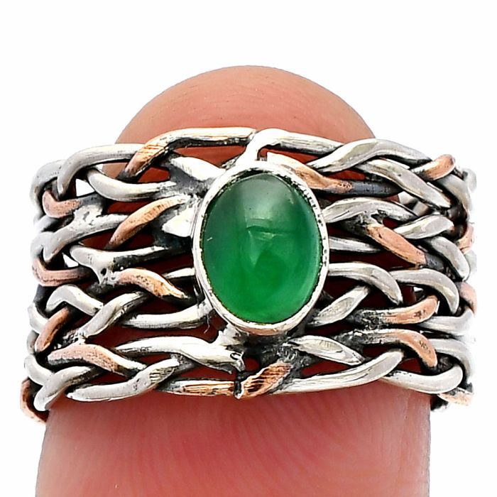 Two Tone - Green Onyx Ring size-6.5 SDR230004 R-1589, 7x5 mm