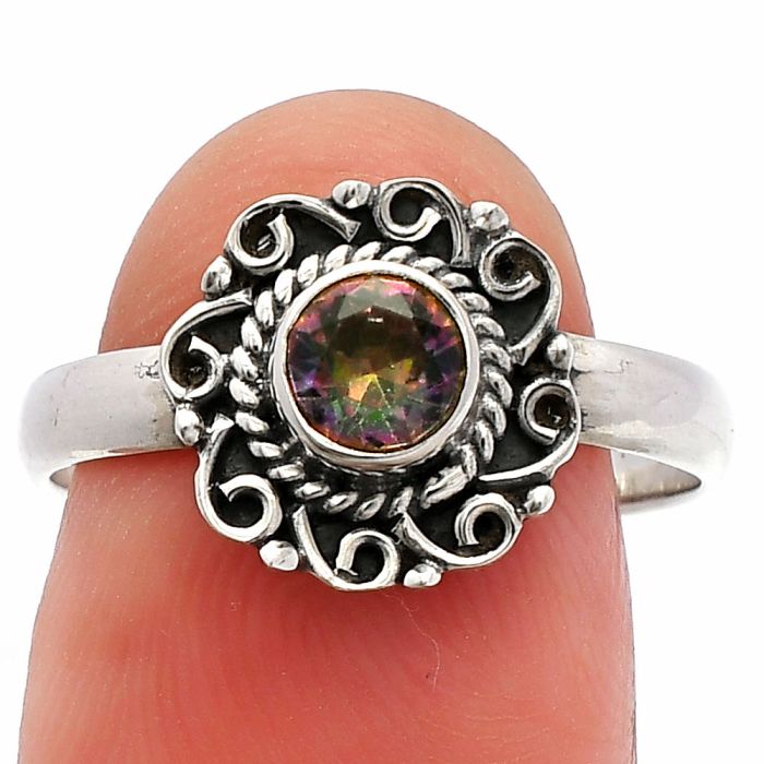 Mystic Topaz Ring size-8 SDR230247 R-1322, 5x5 mm