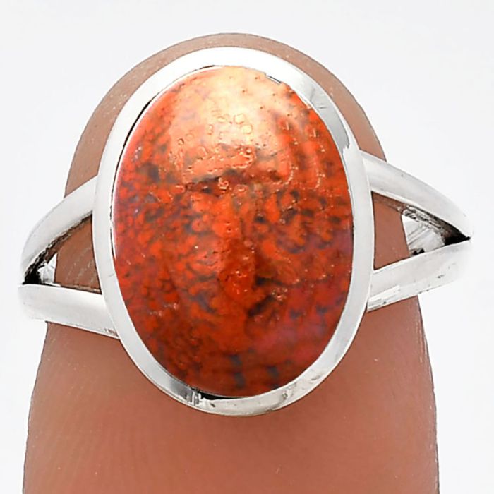 Red Moss Agate Ring size-7 SDR230583 R-1005, 10x13 mm