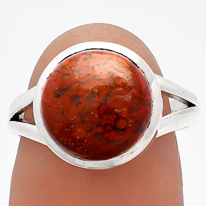 Red Moss Agate Ring size-7 SDR230641 R-1005, 11x11 mm