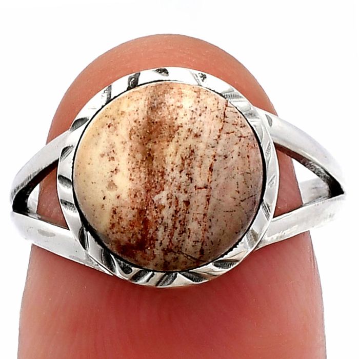 Porcelain Jasper Ring size-7 SDR230696 R-1074, 10x10 mm