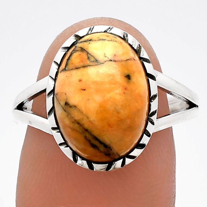 Honey Dendritic Opal Ring size-9 SDR230862 R-1074, 10x14 mm