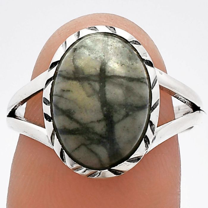 Picasso Jasper Ring size-8 SDR230898 R-1074, 10x14 mm