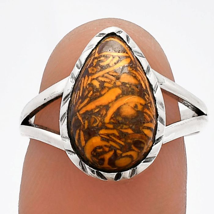 Coquina Fossil Jasper Ring size-8 SDR230942 R-1074, 9x14 mm