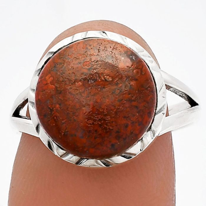 Red Moss Agate Ring size-8 SDR230987 R-1074, 12x12 mm