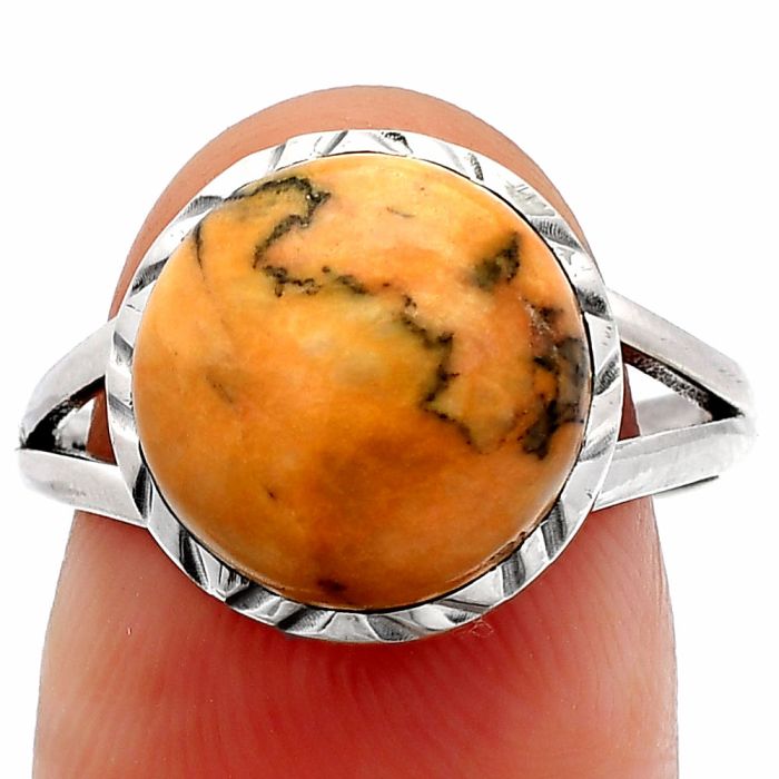 Honey Dendritic Opal Ring size-8 SDR231003 R-1074, 12x12 mm