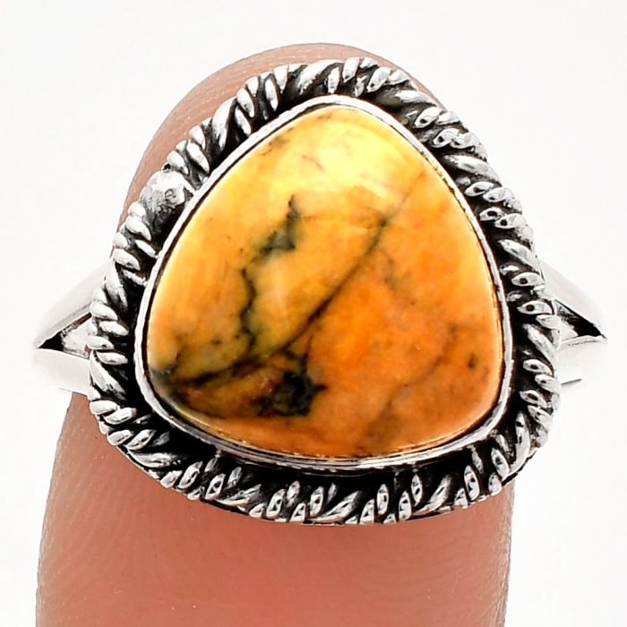 Honey Dendritic Opal Ring size-9.5 SDR231572 R-1014, 13x13 mm