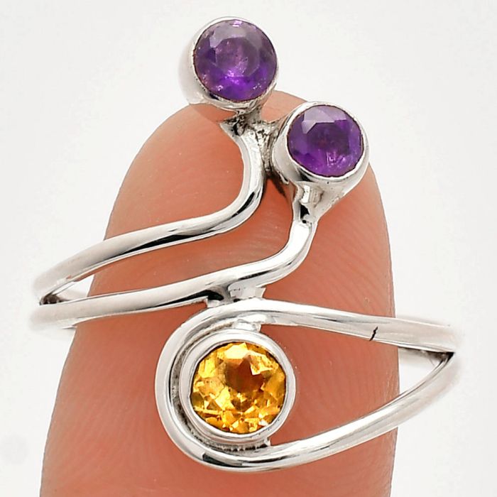 Citrine and Amethyst Ring size-9.5 SDR231879 R-1390, 5x5 mm