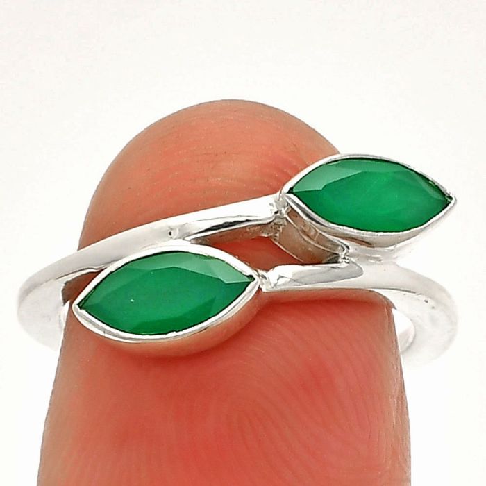 Green Onyx Ring size-8 SDR232181 R-1235, 4x8 mm