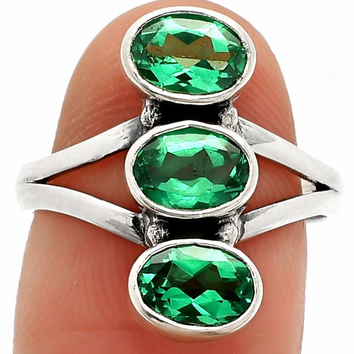 Lab Created Green Tourmaline Ring size-8 SDR232949 R-1263, 7x5 mm