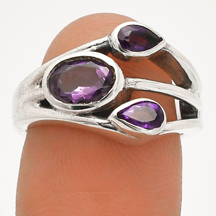 African Amethyst Ring size-6 SDR233162 R-1024, 7x5 mm