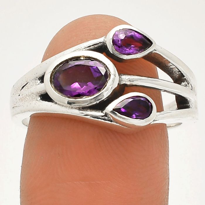 African Amethyst Ring size-9 SDR233195 R-1024, 7x5 mm