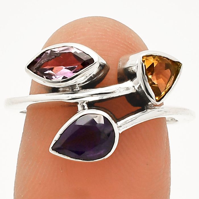 African Amethyst and Citrine Ring size-8 SDR233237 R-1040, 7x5 mm