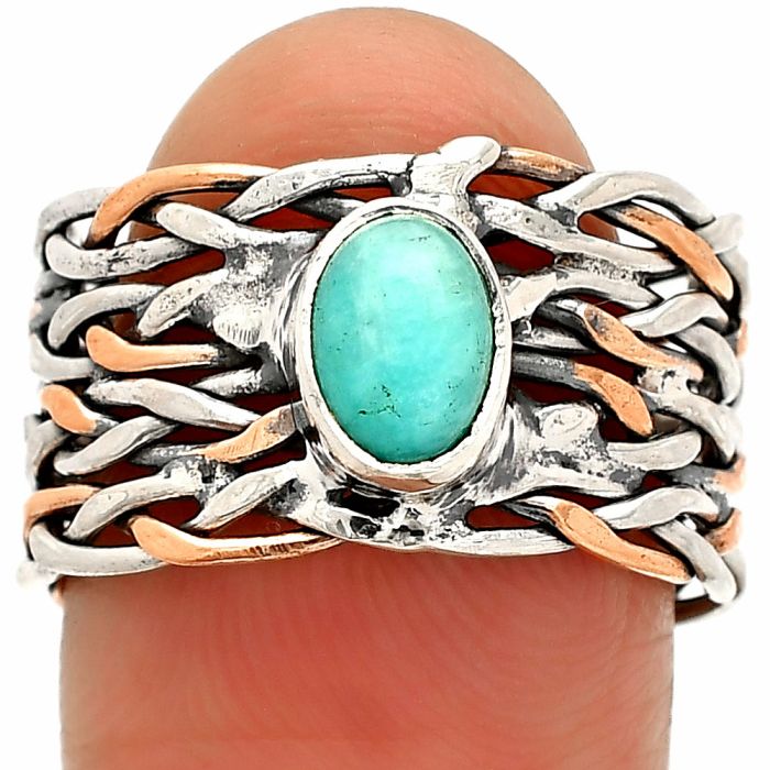 Two Tone - Paraiba Amazonite Ring size-7.5 SDR233593 R-1589, 5x7 mm