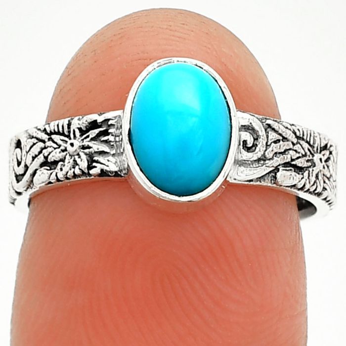 Sleeping Beauty Turquoise Ring size-7 SDR235147 R-1055, 6x8 mm