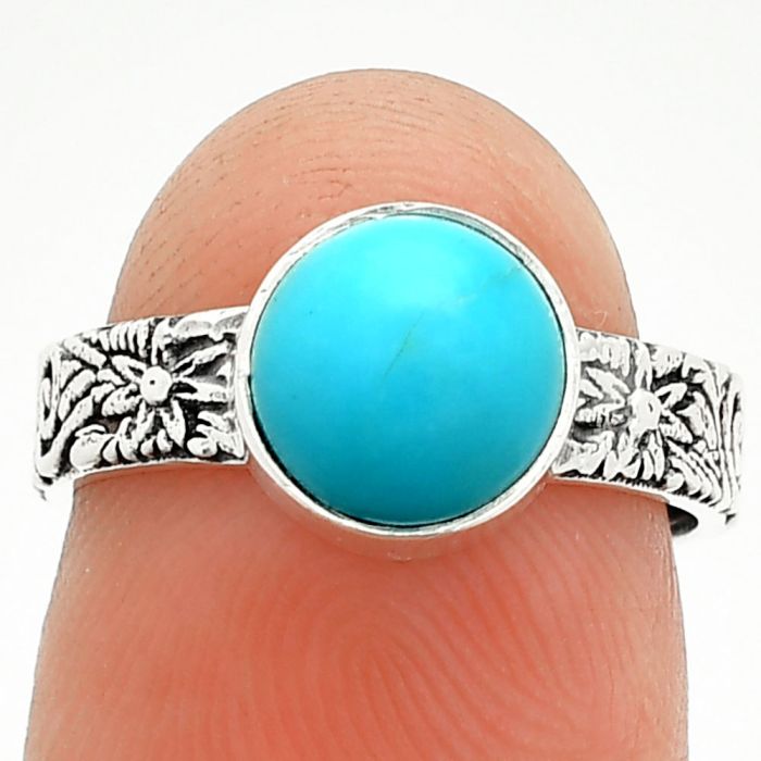 Sleeping Beauty Turquoise Ring size-6 SDR235148 R-1055, 8x8 mm