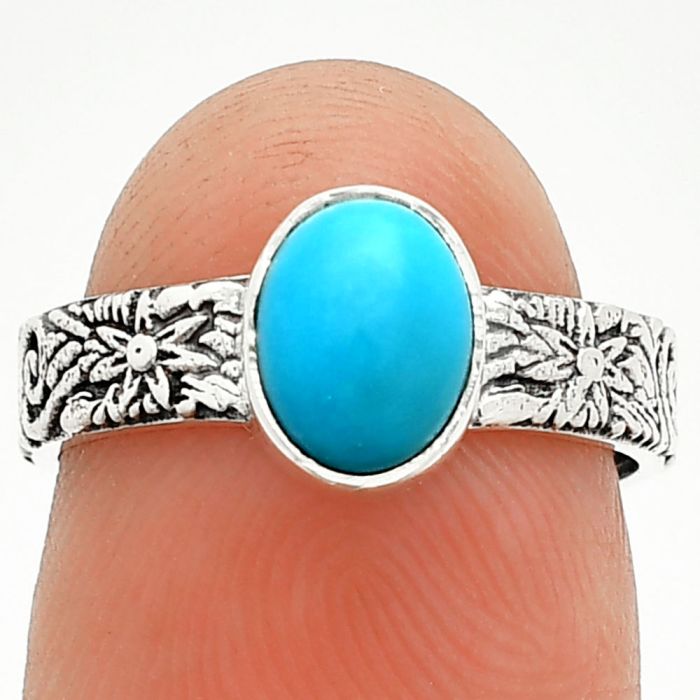 Sleeping Beauty Turquoise Ring size-6 SDR235149 R-1055, 6x8 mm