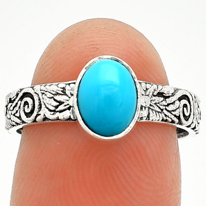 Sleeping Beauty Turquoise Ring size-8 SDR235150 R-1055, 6x8 mm