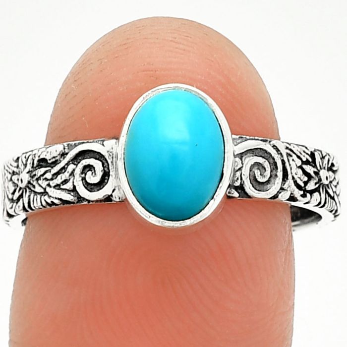 Sleeping Beauty Turquoise Ring size-9 SDR235158 R-1055, 6x8 mm