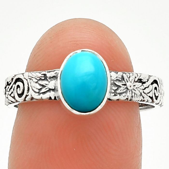 Sleeping Beauty Turquoise Ring size-9 SDR235161 R-1055, 6x8 mm