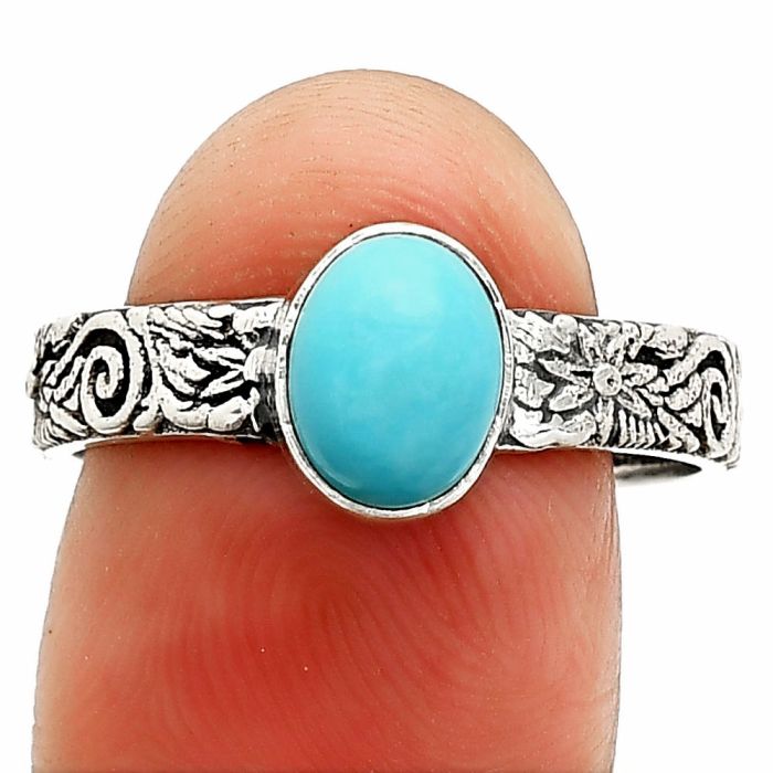 Sleeping Beauty Turquoise Ring size-9 SDR235178 R-1055, 6x8 mm