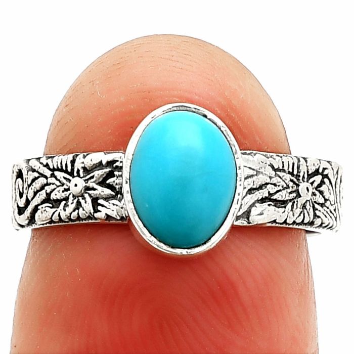 Sleeping Beauty Turquoise Ring size-6 SDR235179 R-1055, 6x8 mm